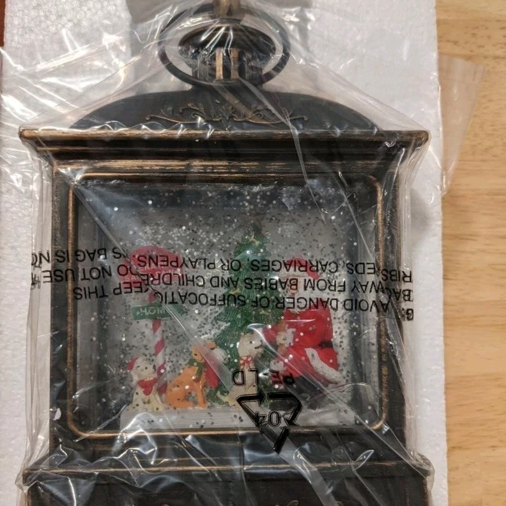 Santa Paws Snow Globe Lighted Water Lantern with Swirling Glitter Dog Christmas